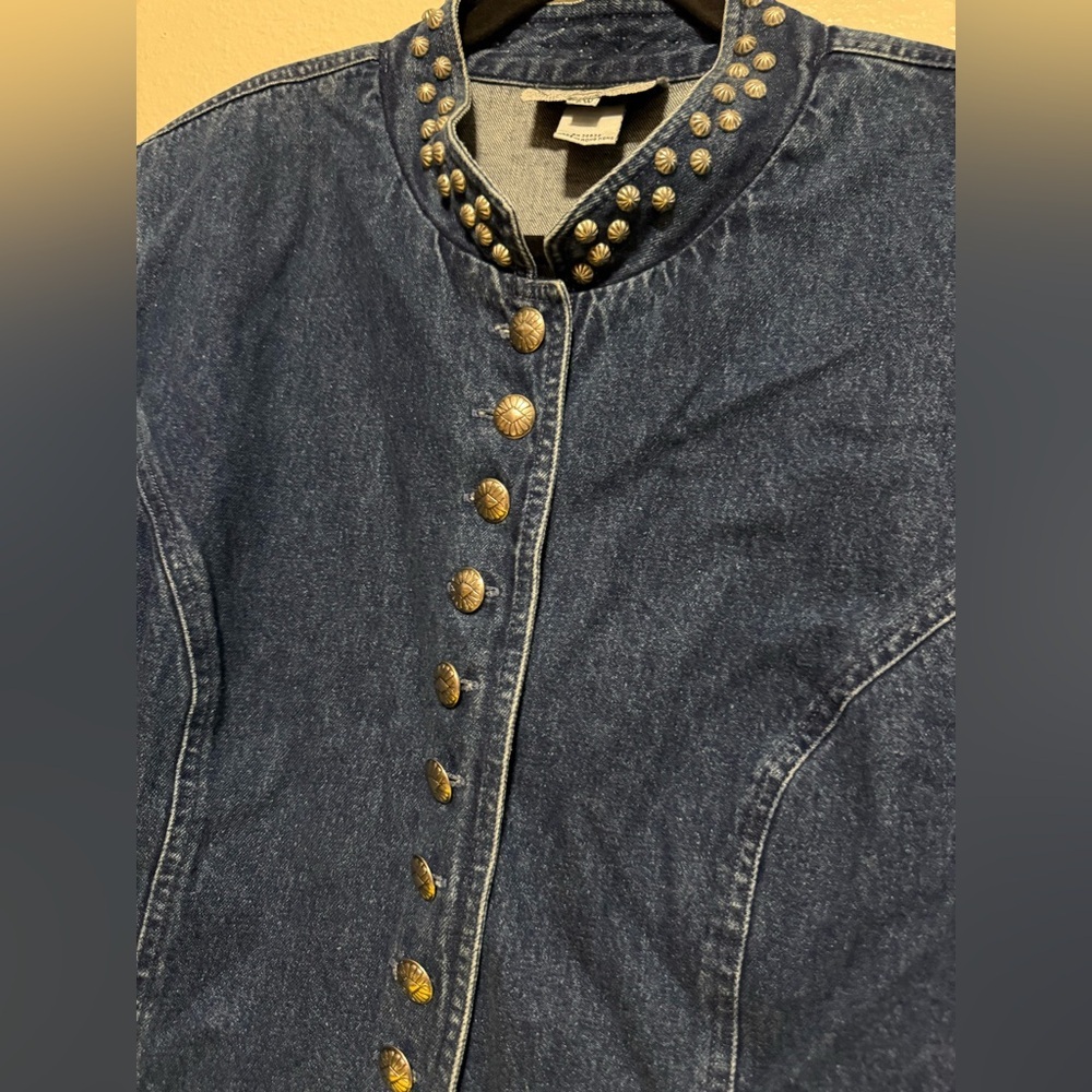 Stonebridge Studded Denim Jacket Women’s 18W Dark Wash Button Front Cotton - Picture 5 of 5